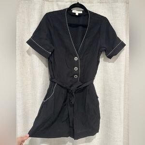 Jonathan Simkhai Romper with Buttons and Tie Waist